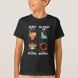 T-shirt Mangez l'Anime de sommeil Répéter mignon   pour An