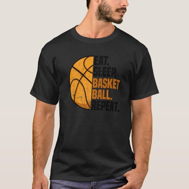 T-shirt Mangez le basketball de sommeil Répéter I court ba (Devant)