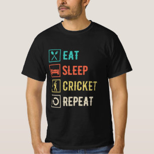 T-shirt Mangez le cricket du sommeil Répéter