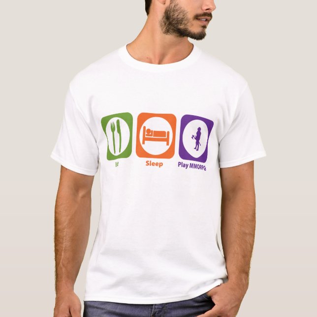 T-shirt Mangez le jeu MMORPGs de sommeil (Devant)