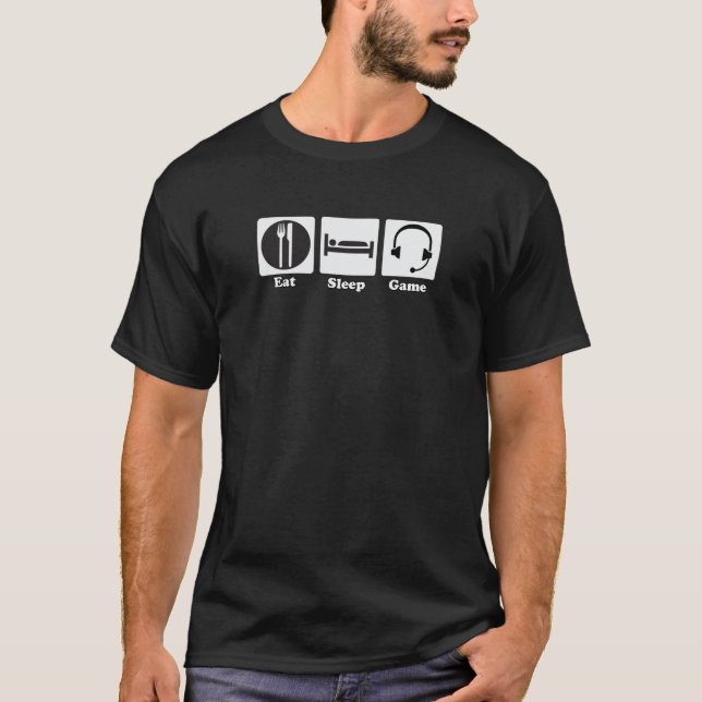 T-shirt Mangez le logo de blanc de jeu de sommeil (Devant)