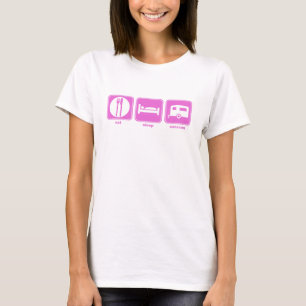 T-shirt mangez le rose de caravane de sommeil