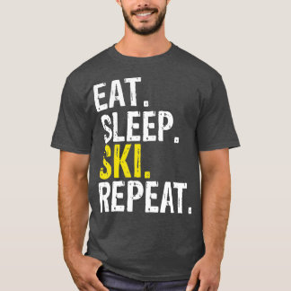 T-shirt Mangez le ski de nuit Répétez le ski-cadeau (1)