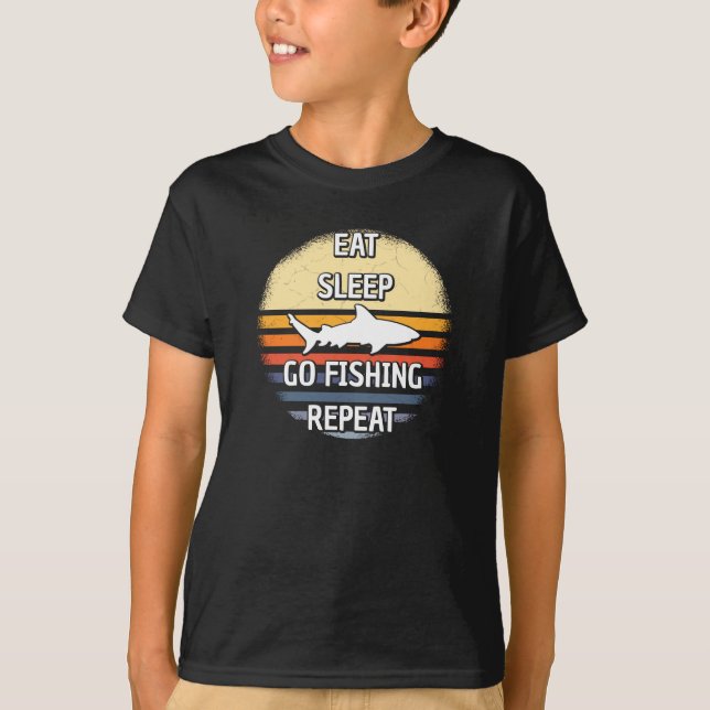 T-shirt Mangez le sommeil Aller Pêcher répéter (Devant)