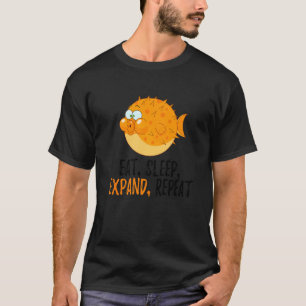 T-shirt Mangez le sommeil Élargir Répétez le poisson-globe