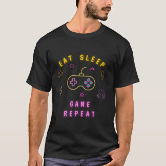 T-shirt Mangez le sommeil jeu répéter Neon Typographie Gam