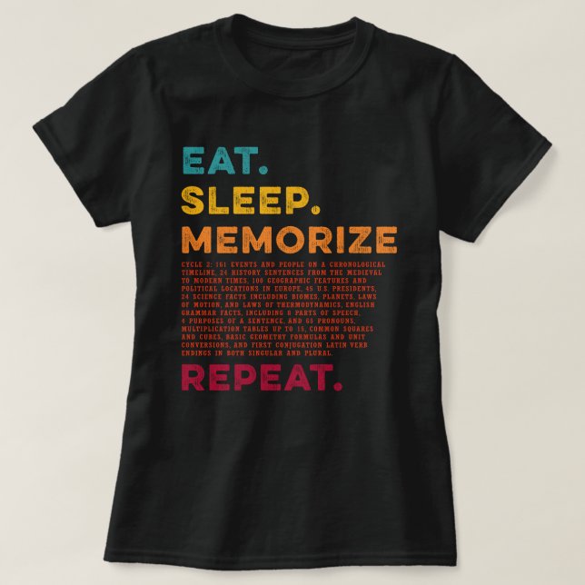 T-shirt Mangez le sommeil Mémoriser Répéter le cercle de c (Design devant)