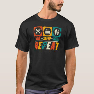 T-shirt Mangez le sommeil père célibataire Répéter père cé
