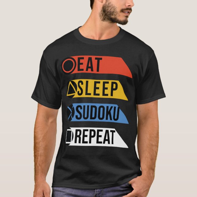 T-shirt Mangez le sommeil sudoku répéter (Devant)
