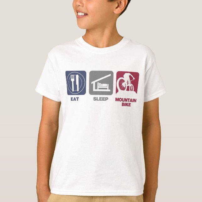 T-shirt Mangez le vélo de montagne de sommeil (Devant)