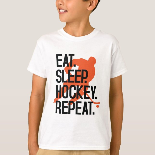 T-shirt Mangez l'hockey drôle de sports de répétition (Devant)
