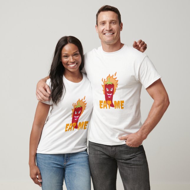 T-shirt Mangez-moi, poivre rouge chaud, brûlure de feu, fl (Unisexe)
