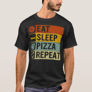 T-shirt Mangez Pizza Sleep Répétez Retro 60s les années 70