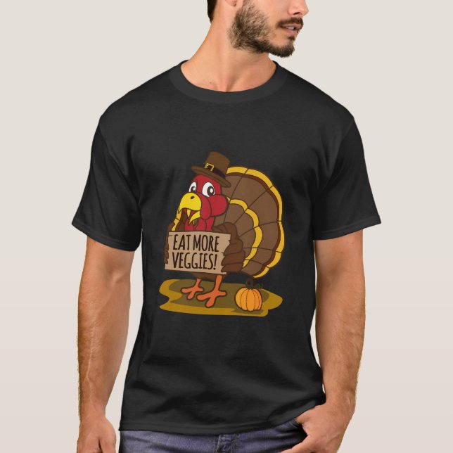 T-shirt Mangez Plus Légume Cute Vegan Thanksgiving Long Sl (Devant)