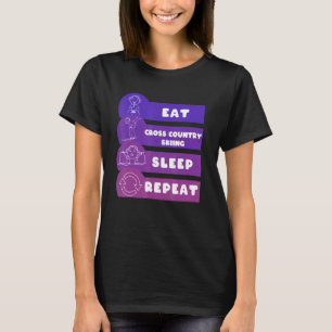 T-shirt Mangez Ski de fond Sommeil Répéter