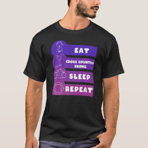 T-shirt Mangez Ski de fond Sommeil Répéter