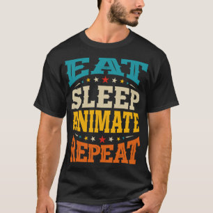 T-shirt Mangez Sleep Animate 3D Animateurs Dessin Animatio