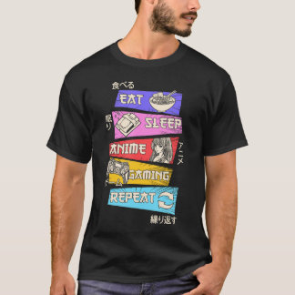 T-shirt Mangez Sleep Anime Jeu Répéter Otaku Gamer Japonai