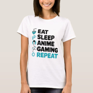 T-shirt Mangez Sleep Anime Jeu Répéter Vidéo Joueur Anime 