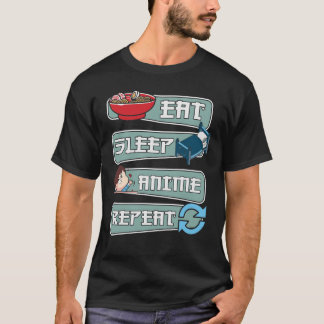 T-shirt Mangez Sleep Anime Repeat, Cadeau Pour Anime Amour