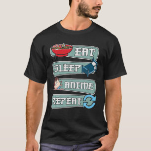 T-shirt Mangez Sleep Anime Repeat, Drôle Japonais Manga Ca