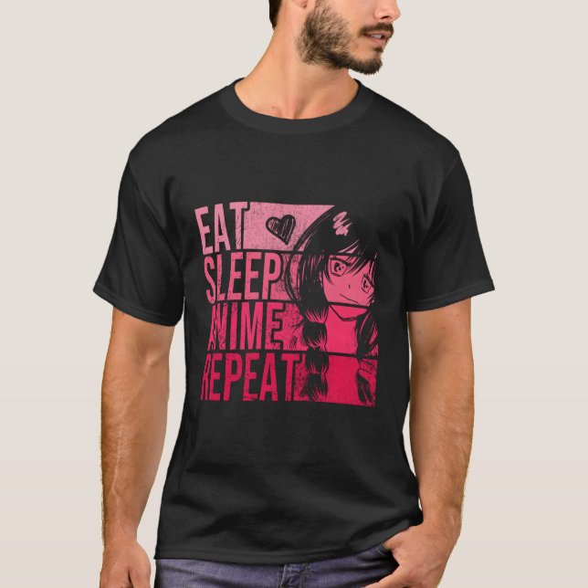 T-shirt Mangez Sleep Anime Répéter Anime (Devant)
