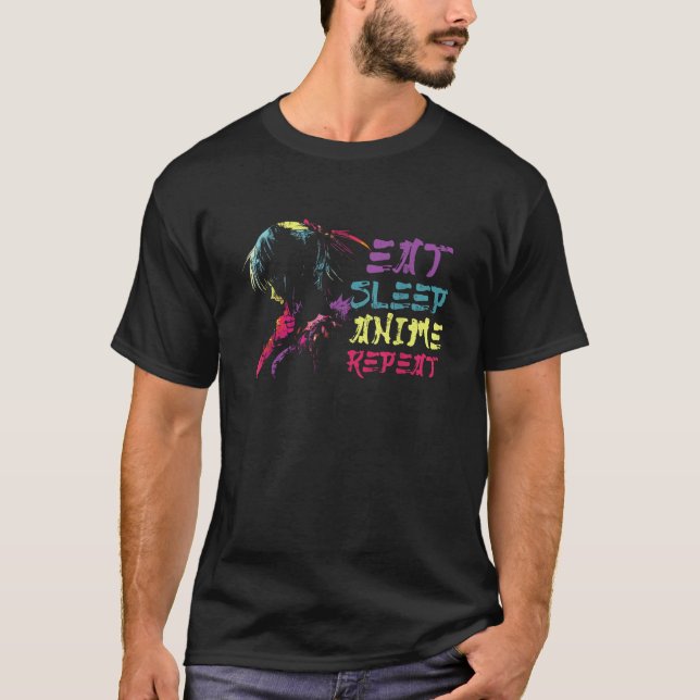 T-shirt Mangez Sleep Anime Répéter Funny Manga Kawaii Japo (Devant)
