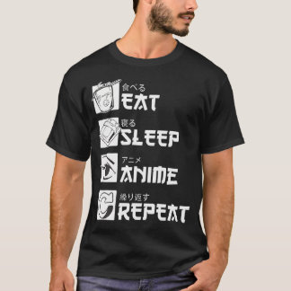 T-shirt Mangez Sleep Anime Répéter Manga Chemises Hommes F