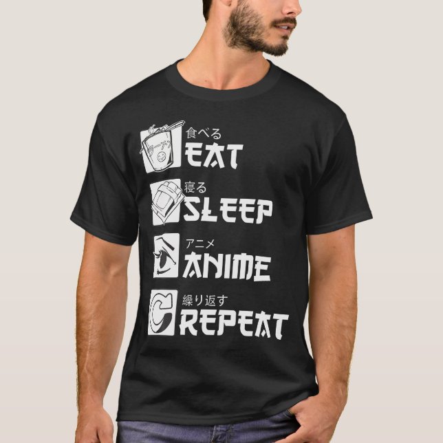 T-shirt Mangez Sleep Anime Répéter Manga Chemises Hommes F (Devant)