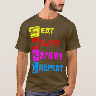 T-shirt Mangez Sleep Anime Répéter Manga Japon Dire Cospla