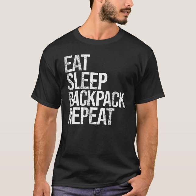 T-shirt Mangez Sleep Backpack Répéter (Devant)