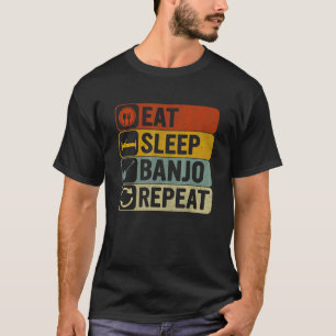 T-shirt Mangez Sleep Banjo Répéter Retro 60s les années 70