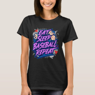 T-shirt Mangez Sleep Baseball Répéter, Amoureux De Basebal
