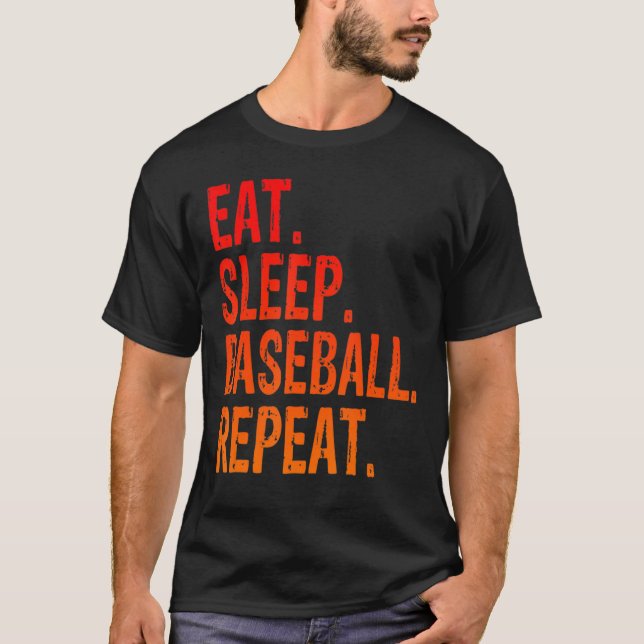 T-shirt Mangez Sleep Baseball Répéter Baseball Joueur Funn (Devant)