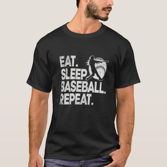 T-shirt Mangez Sleep Baseball Répéter Funny Baseball Lover (Devant)