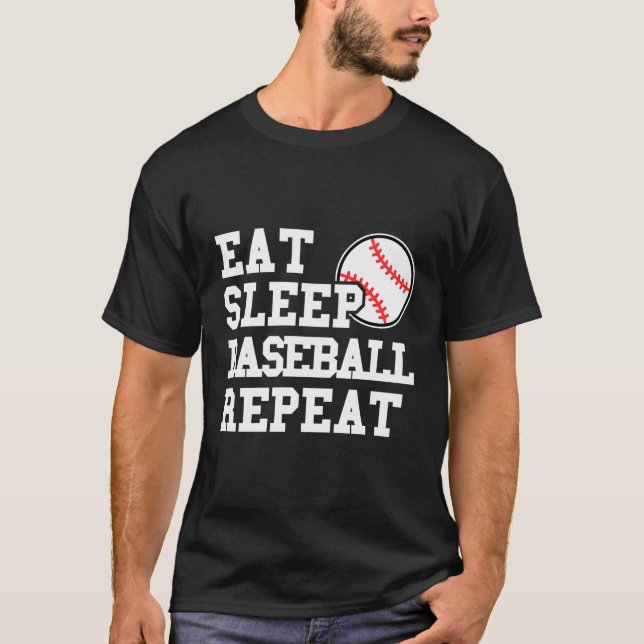 T-shirt Mangez Sleep Baseball Répéter Funny Baseball Playe (Devant)