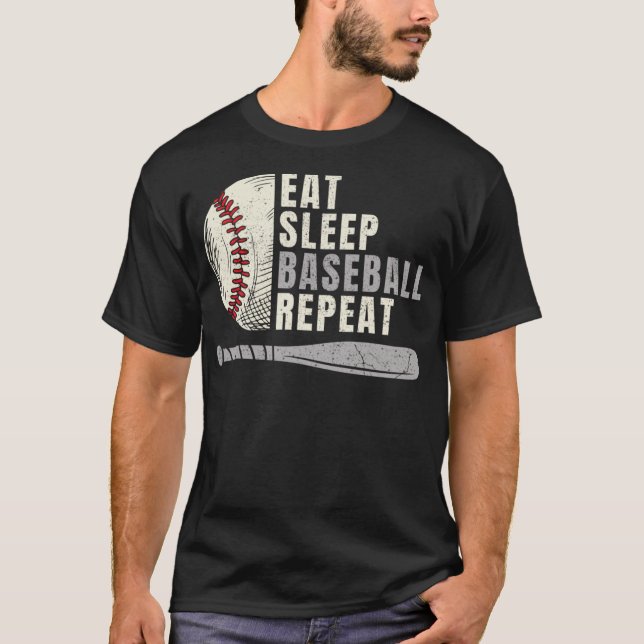 T-shirt Mangez Sleep Baseball Répéter Funny Baseball Playe (Devant)
