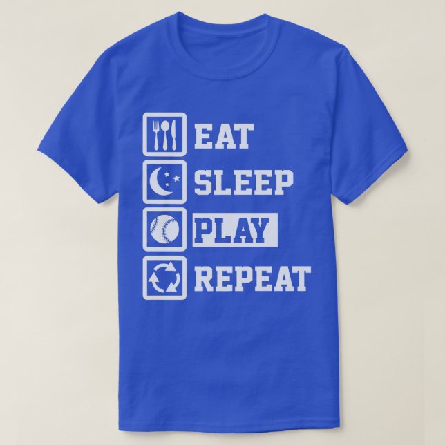 T-shirt Mangez Sleep Baseball Répéter Funny Baseball Playe (Design devant)