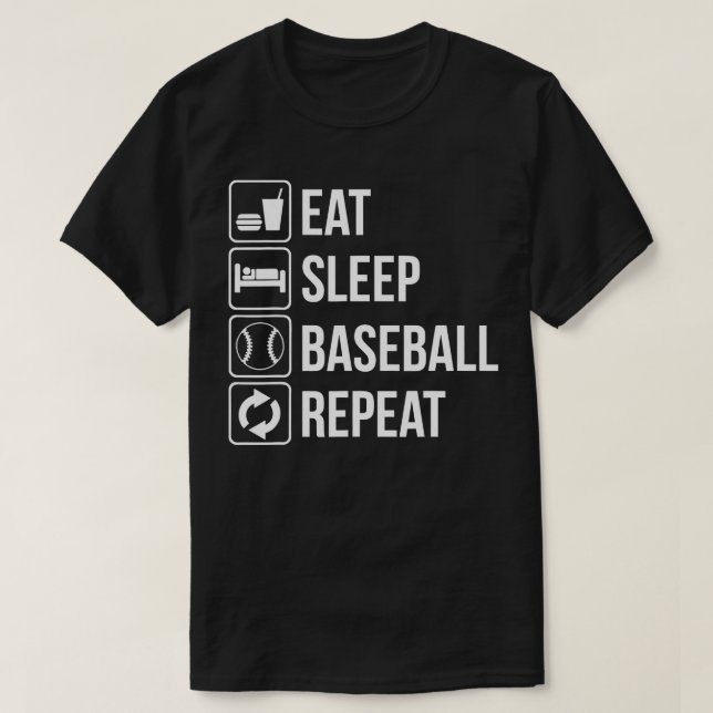 T-shirt Mangez Sleep Baseball Répéter Pitcher Fielder Catc (Design devant)