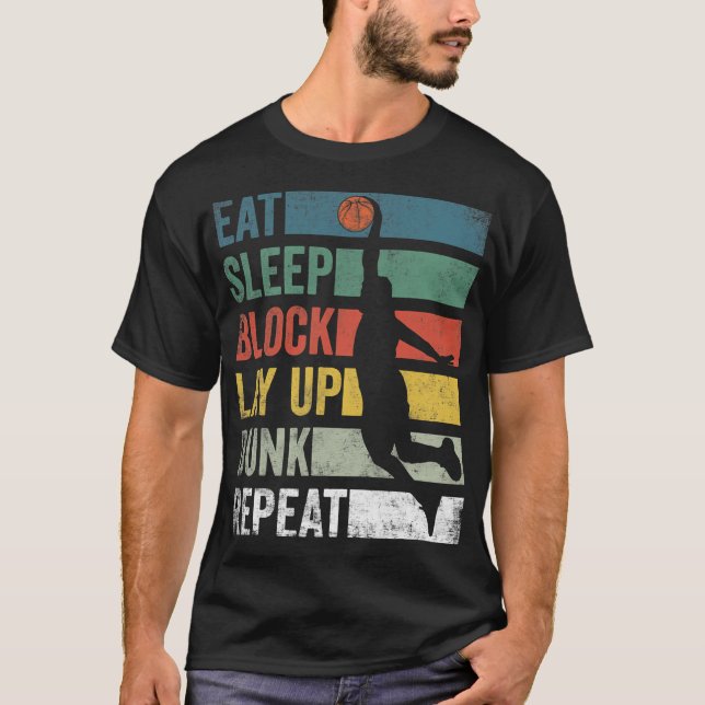 T-shirt Mangez Sleep Basketball Répéter Lecteur de basket- (Devant)