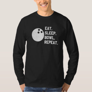 T-shirt Mangez Sleep Bowl Répéter Hommes Bowling Bowls Fem