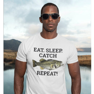 T-shirt Mangez Sleep Catch Grosse Bouche Basse Drôle Pêche