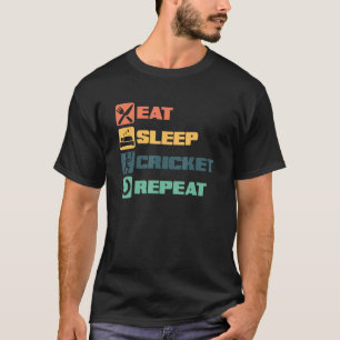 T-shirt Mangez Sleep Cricket Joueur Ball Bat Jeu Cricketer