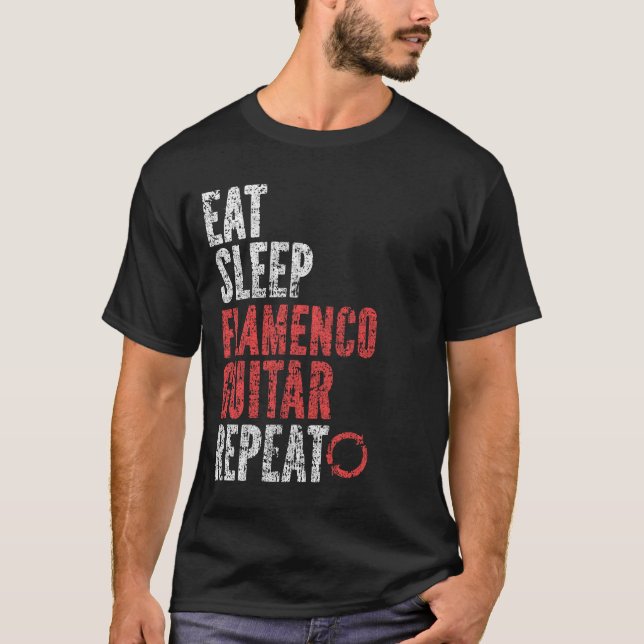 T-shirt Mangez Sleep Guitare flamenco Répéter (Devant)