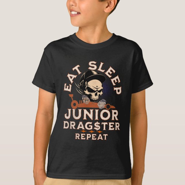 T-shirt Mangez Sleep Junior Dragster Répéter Skull Jr Drag (Devant)