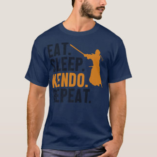 T-shirt Mangez Sleep Kendo Répéter Kata Kenjusu Shinai Sam