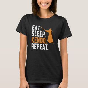 T-shirt Mangez Sleep Kendo Répéter Kata Kenjusu Shinai Sam
