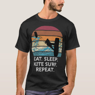 T-shirt Mangez Sleep Kitesurf Répéter Retro Vintage Sunset