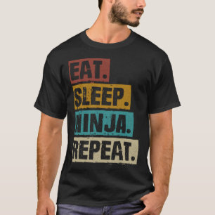 T-shirt Mangez Sleep Ninja Répéter Karate Martial Vintage