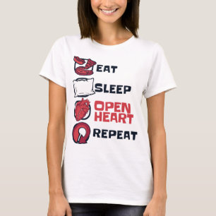 T-shirt Mangez Sleep Open Heart Répéter Catheter Open Hear